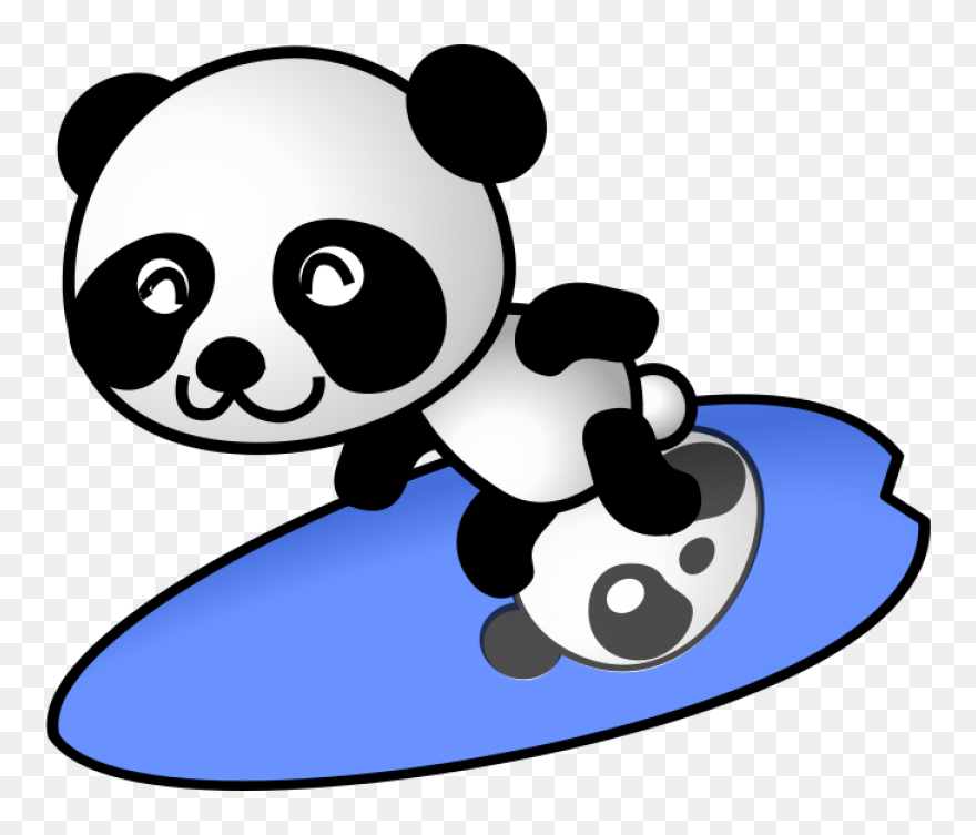 Surfer Panda Png Images - Cartoon Surfer Transparent Animation Clipart