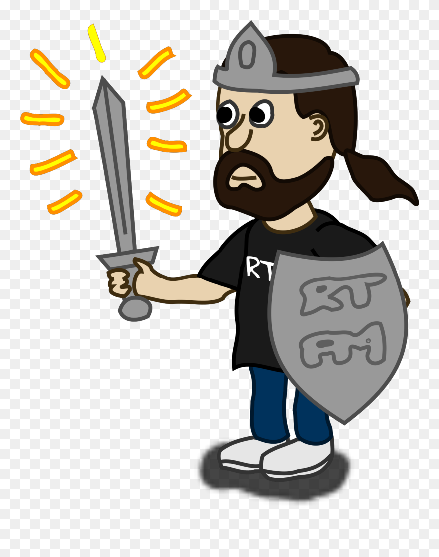 Man And Sword Cartoon Clipart