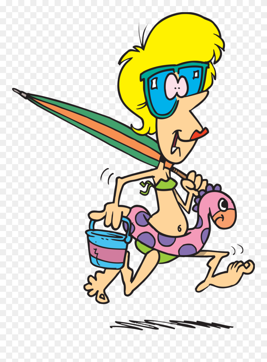 Lady On Beach Cartoon Clipart