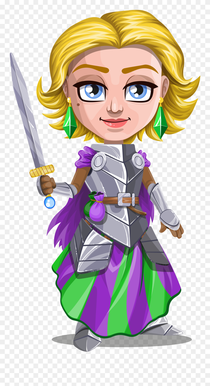 Transparent Knight Clip Art - Female Knight Cartoon Holding A Shield - Png Download