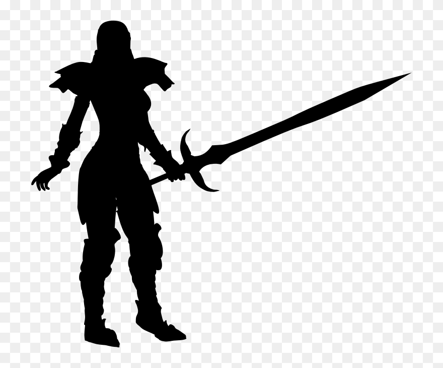 Female Warrior Silhouette Clip Art - Woman Warrior Silhouette - Png Download
