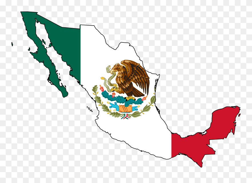 Mexican Flag Clip Art Free - Mexico En America Latina - Png Download