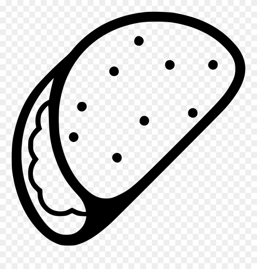 Taco Clip Vector Transparent & Png Clipart Free Download - Black And White Taco Svg