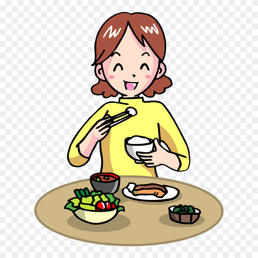 Woman Eat Meal Clipart - Cartoon - Png Download