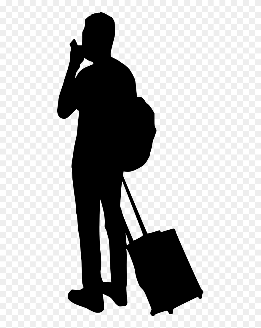 10 People With Luggage Silhouette - Person With Luggage Silhouette Clipart