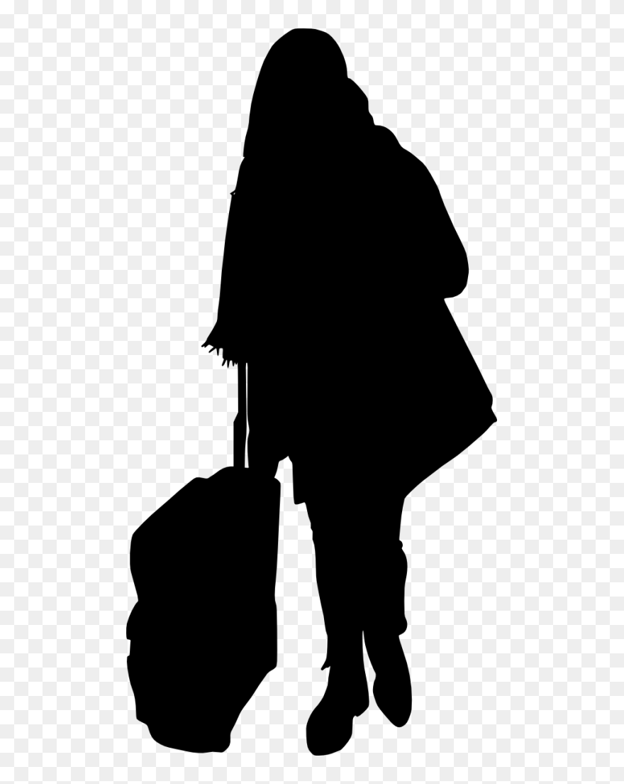 10 People With Luggage Silhouette - Transparent People Silhouette Png Clipart