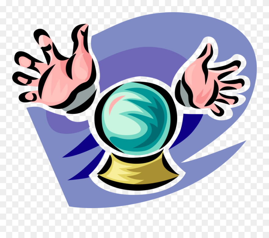 Vector Illustration Of Crystal Ball Orbuculum Glass - Fortune Teller Hands Clipart - Png Download