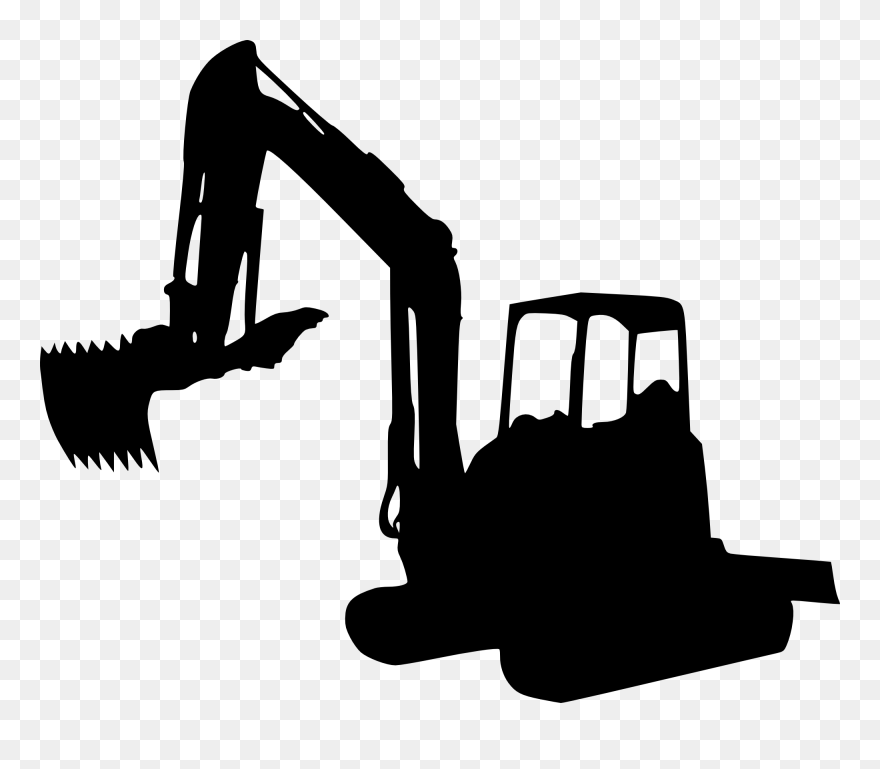 Backhoe Vector Black And White - Excavator Silhouette Png Clipart