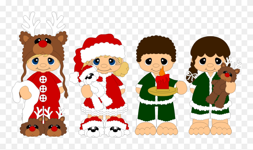 Christmas Family Clipart Image Free Download Christmas - Family Christmas Pajamas Clipart - Png Download