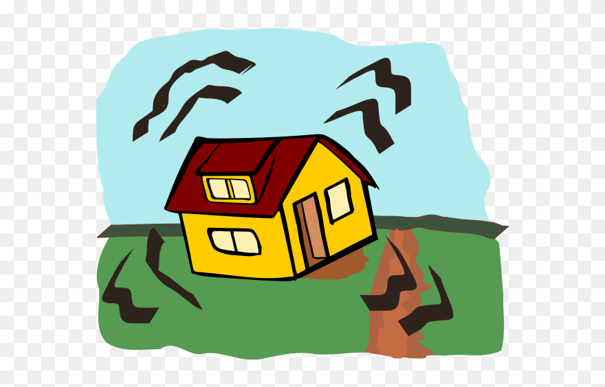 Earthquake House - Eath Quake House Cartoon Clipart