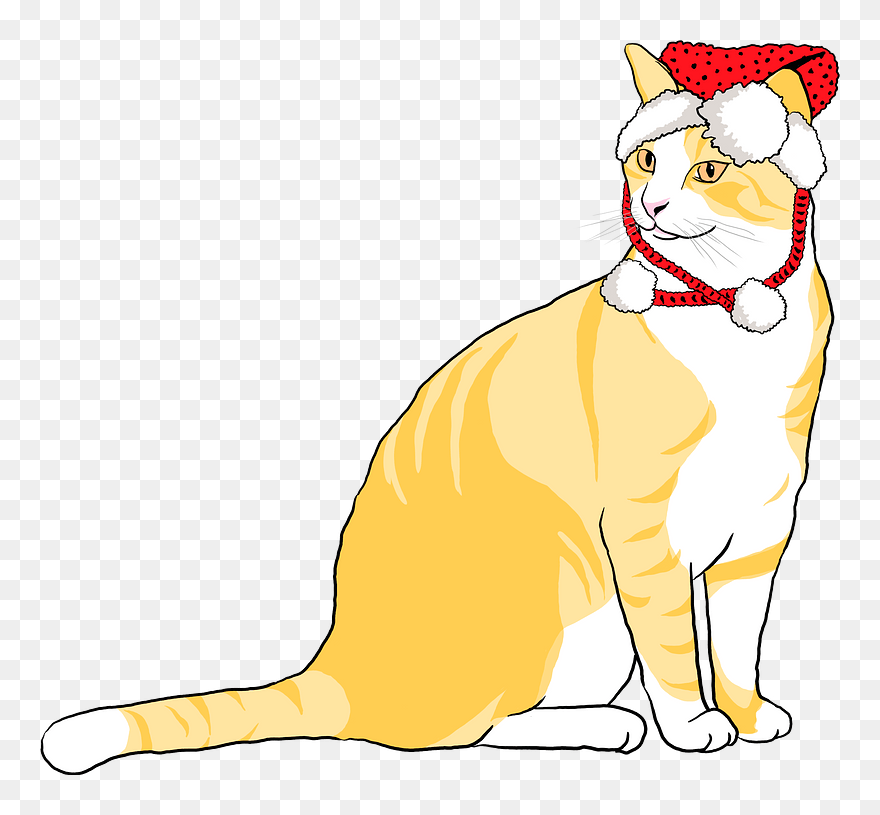 Cat In Santa Hat Clipart - Cat Yawns - Png Download