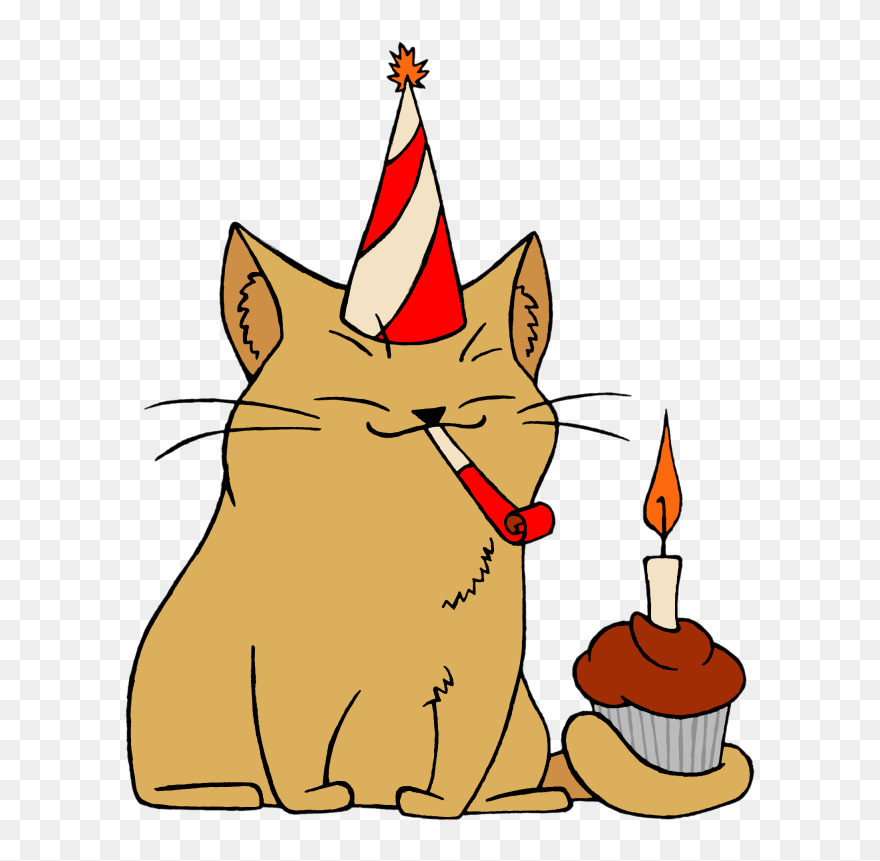 Library Of Cat In The Hat Birthday Clipart Royalty - Birthday Cat Clip Art - Png Download