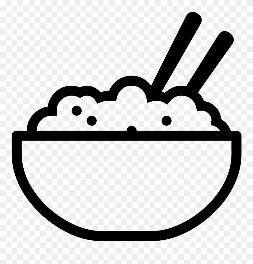Bowl Of Rice Drawing - Vector Rice Bowl Icon Png Clipart