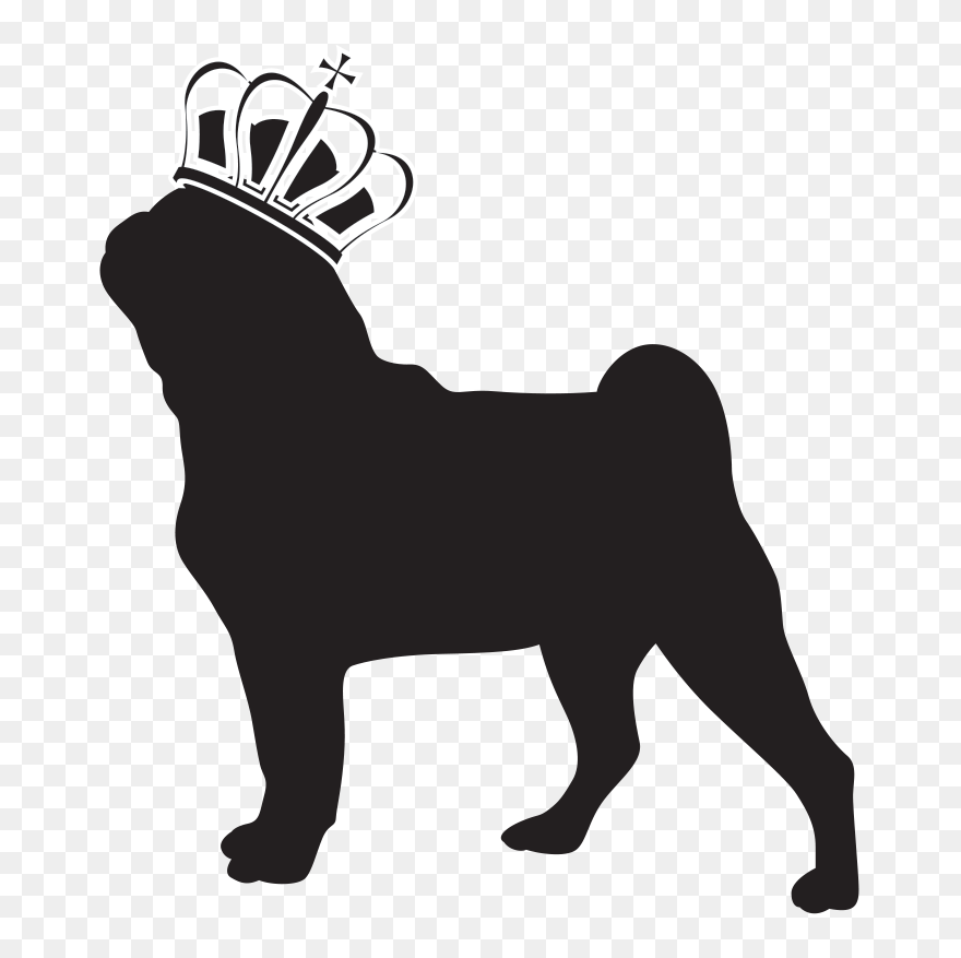 Pug Dog Breed Non-sporting Group Toy Dog Clip Art - Pug Clipart Black On White - Png Download