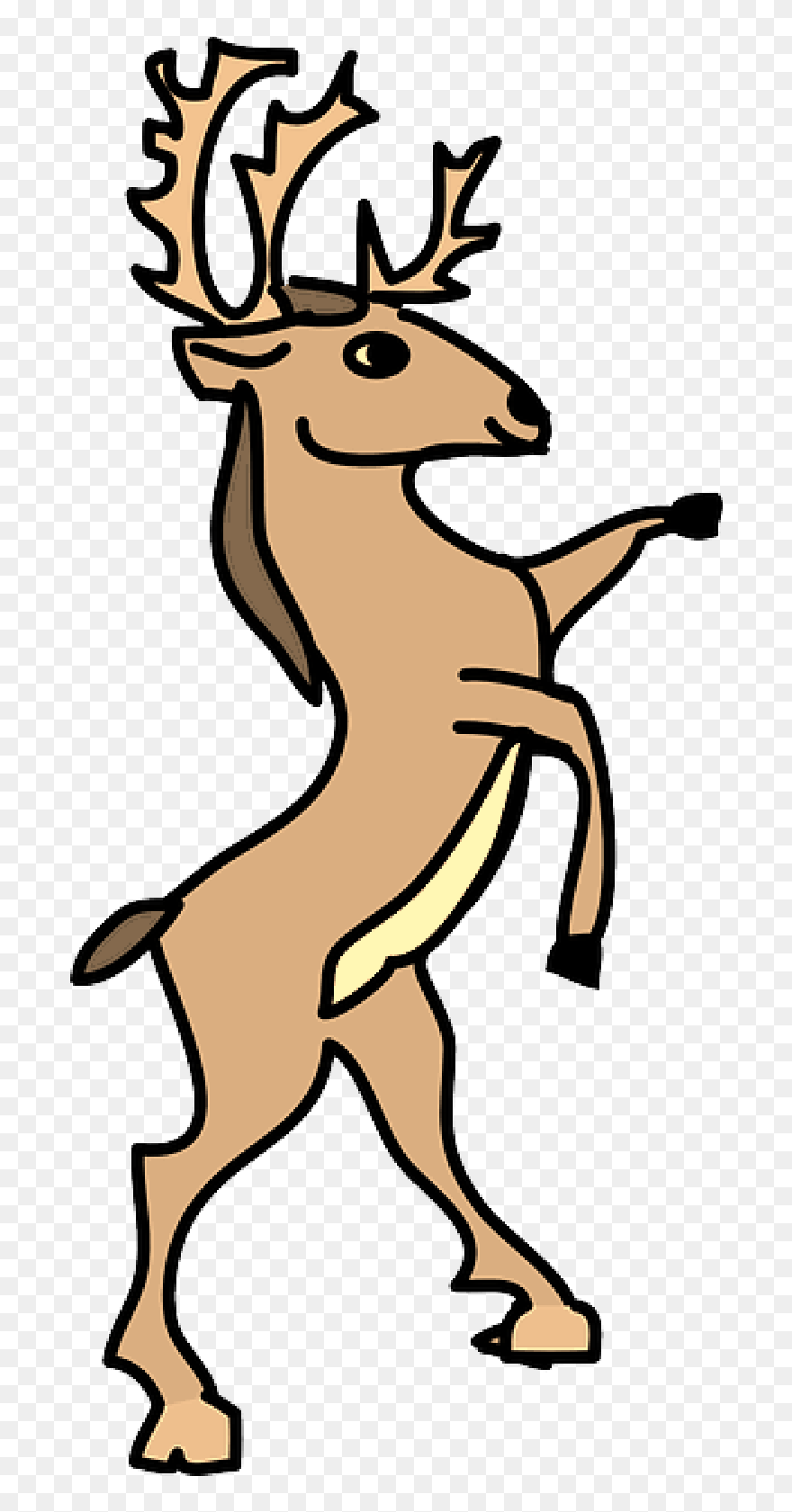 Yellow, Cartoon, Deer, Standing, Horns, Animal - Deer Standing Up Cartoon Clipart