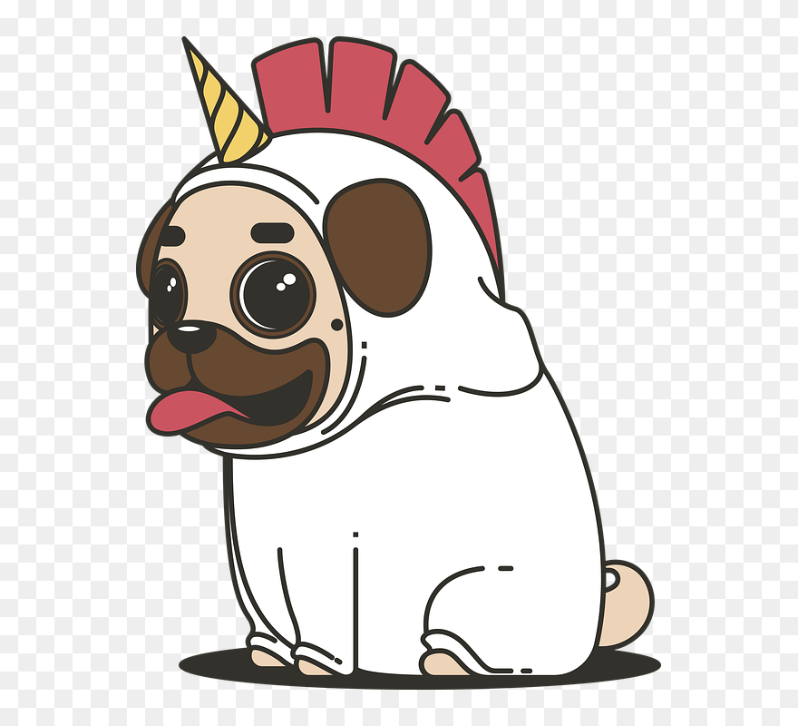 Royalty Free, Dog, Puppy, Unicorn, Free Illustrations - Cartoon Pugs Clipart