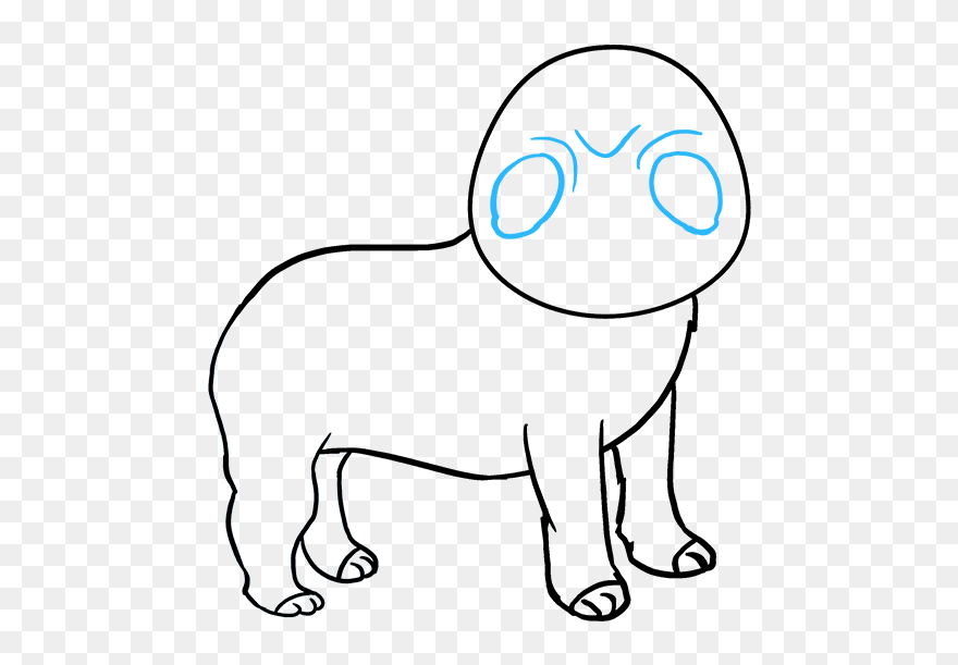 How To Draw Pug - Easy Pug Drawings Clipart