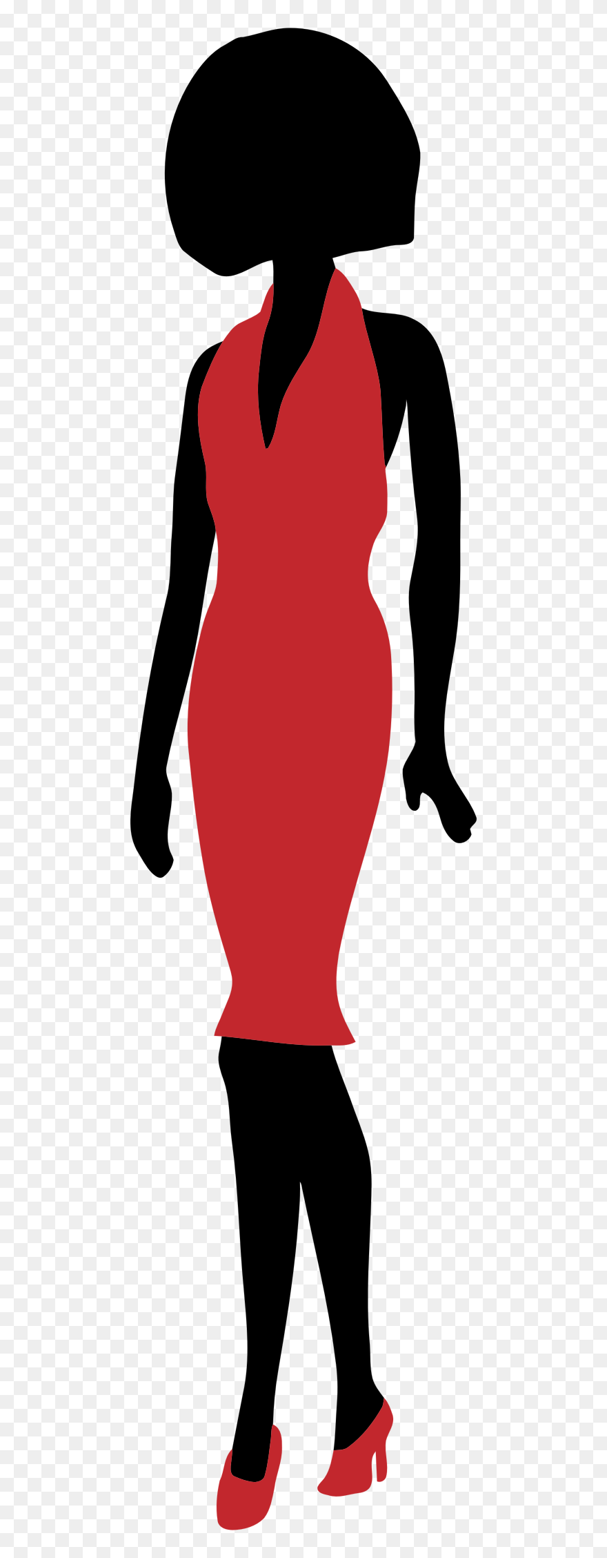 Red Dress Clipart Transparent - Woman Silhouette Red Dress - Png Download