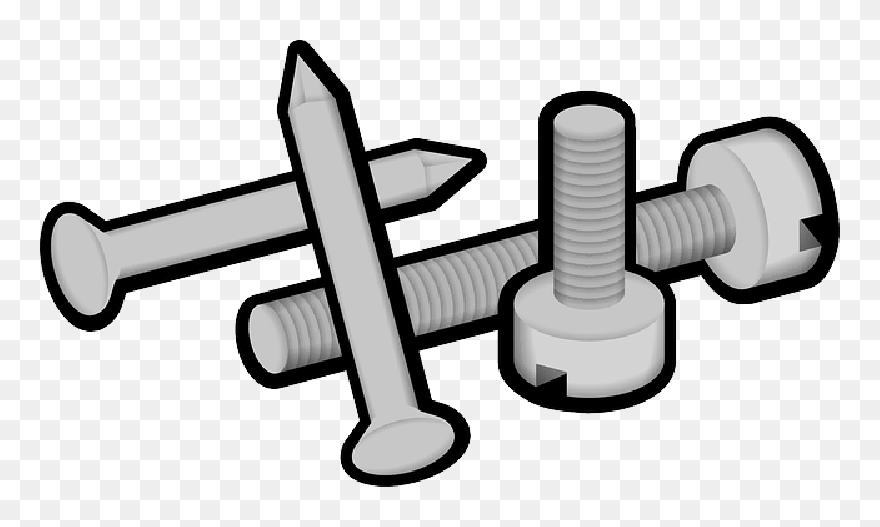 Outline, Cartoon, Hammer, Nail, Construction, Metal - Nails Clip Art - Png Download