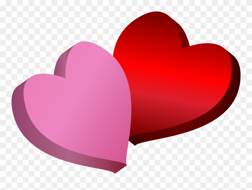 Pink And Red Hearts Png Clipart - Red And Pink Hearts Transparent Png