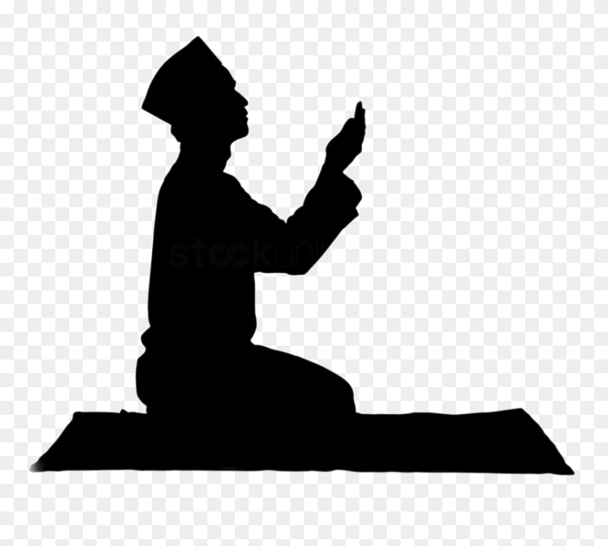Man Praying Muslim Prayer Silhouette Ftestickers Freeto - Muslim Praying Clipart - Png Download
