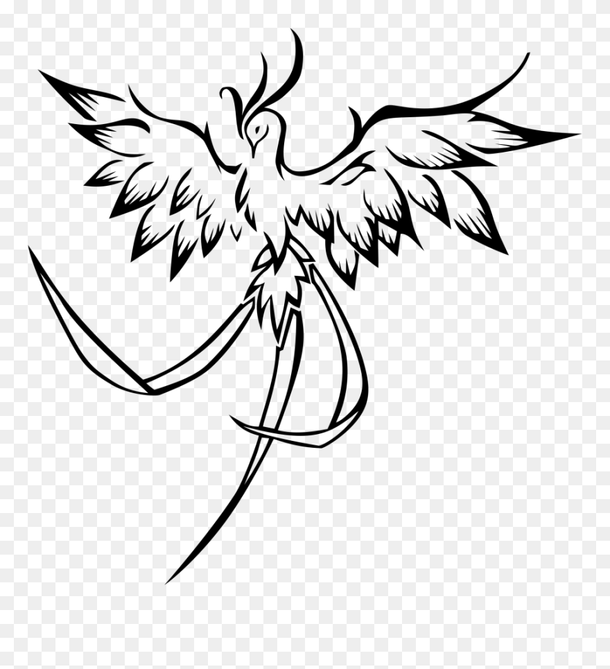 Firebird Line Art Phoenix Clip Art - Phoenix Bird Drawing Easy - Png Download