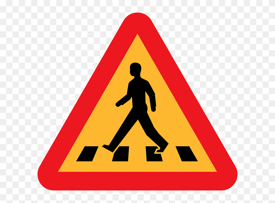 Pedestrian Crossing Sign Vector Clip Art - Pedestrian Crossing Road Sign - Png Download