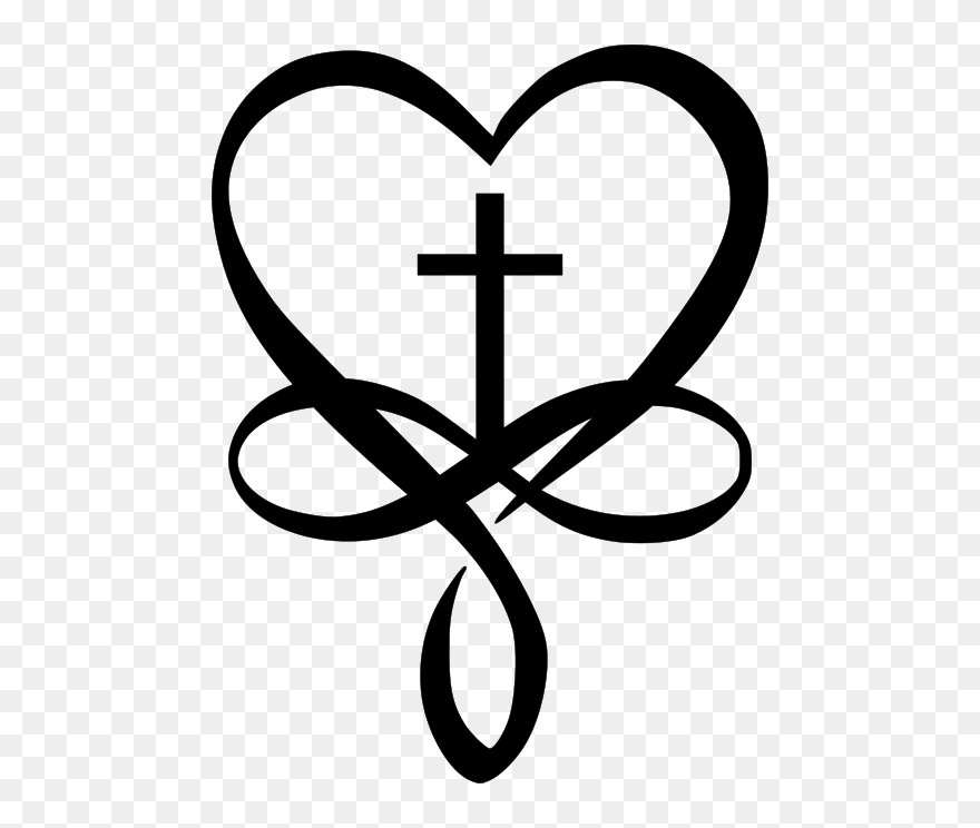Heart Cross And Infinity Symbols Jh - Cross With Heart Svg Clipart