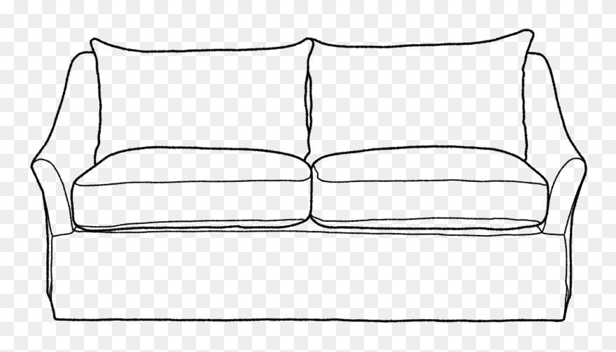 Drawing Couch Transparent & Png Clipart Free Download - Sofa Black And White