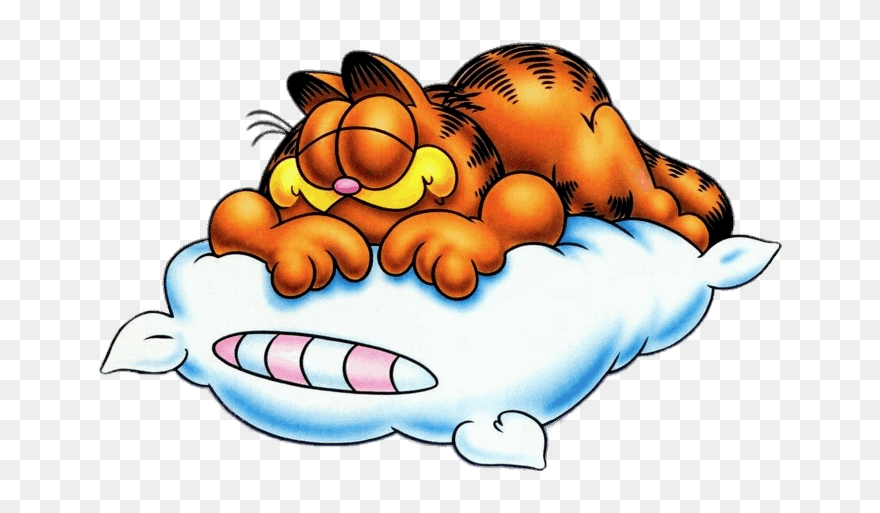 Garfield Sleeping On Pillow - Just Pass By To Say Hi Clipart