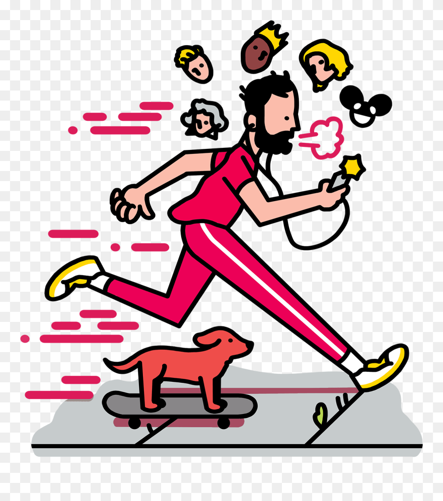 Listening To Music Jogging With Dog - Live Like A Creative Power Down Run While Music Cartoon Clipart