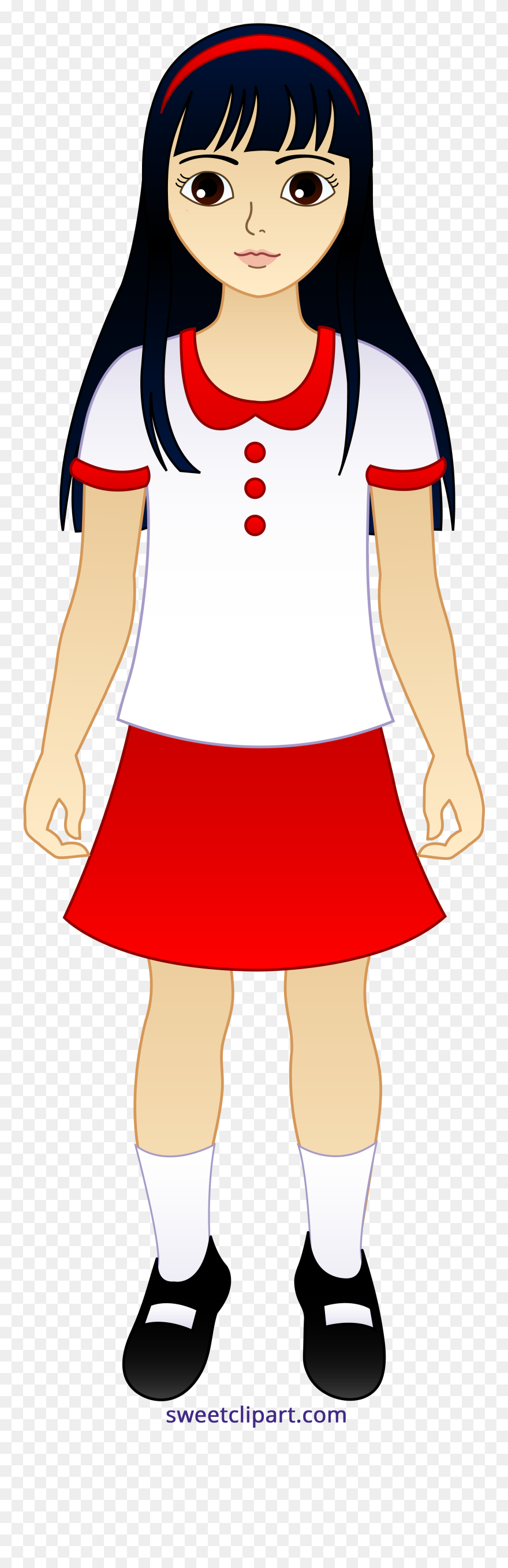 Asian Clipart Clip Art Transparent - Girl In A School Uniform Clipart - Png Download
