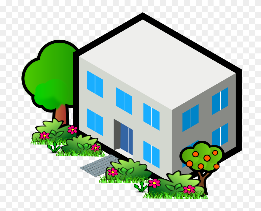 Town Hall Clip Art - House With Flat Roof Clipart - Png Download