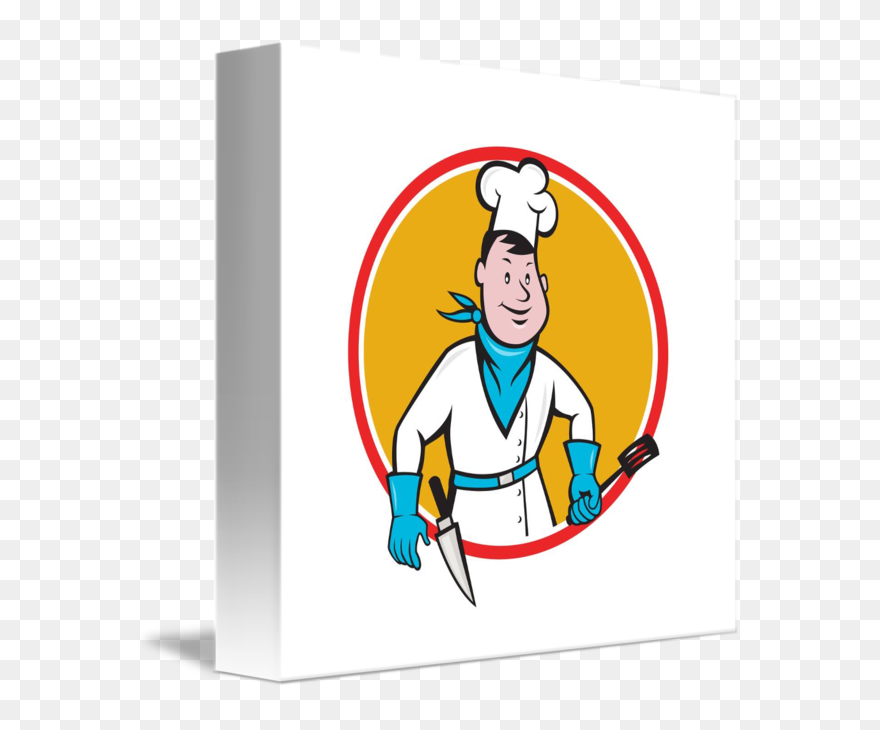 Chef Cook Holding Circle - Knife Clipart