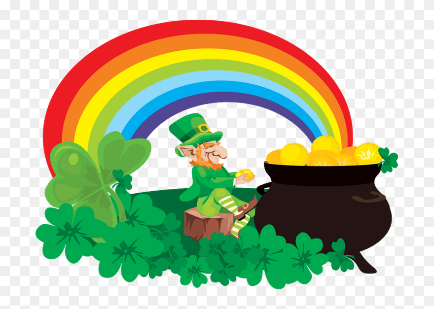Transparent Rainbow Clip Art - St Patrick's Day Rainbow Pot Of Gold - Png Download