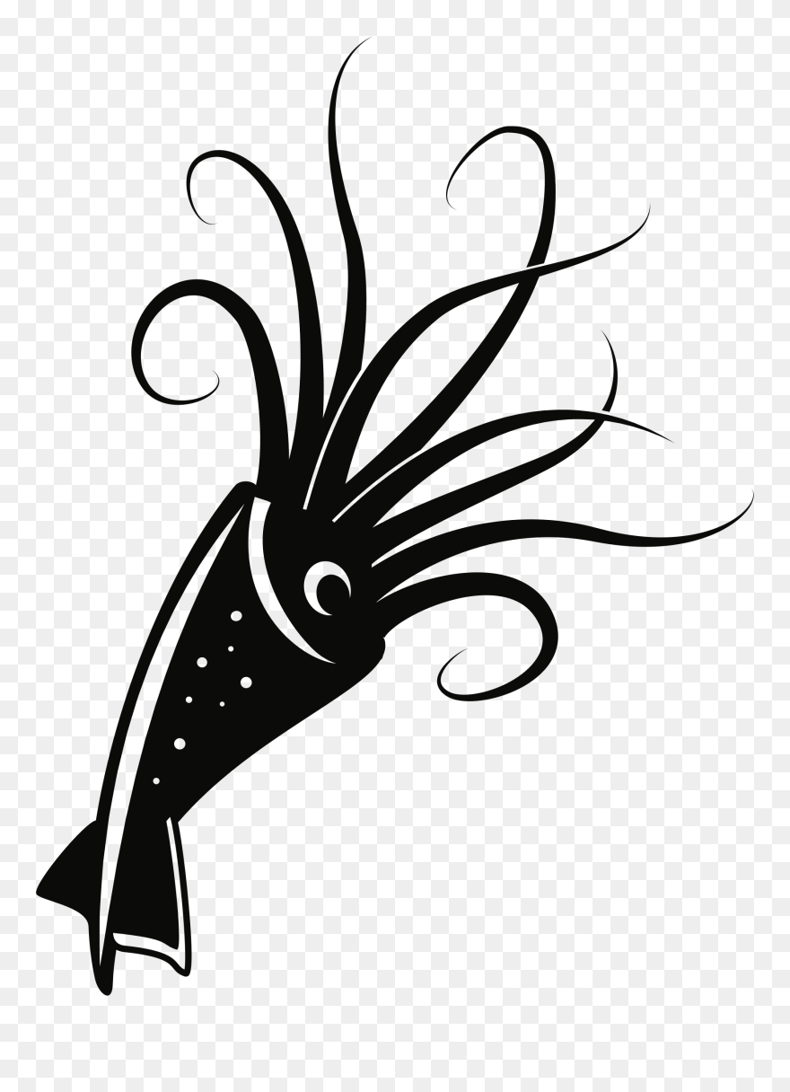 Squid As Food Octopus Clip Art - Squid Black And White Png Design Transparent Png