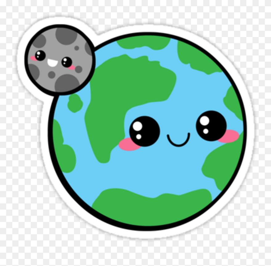 Kawaii Earth Moon Planet - Cute Earth Cartoon Png Clipart