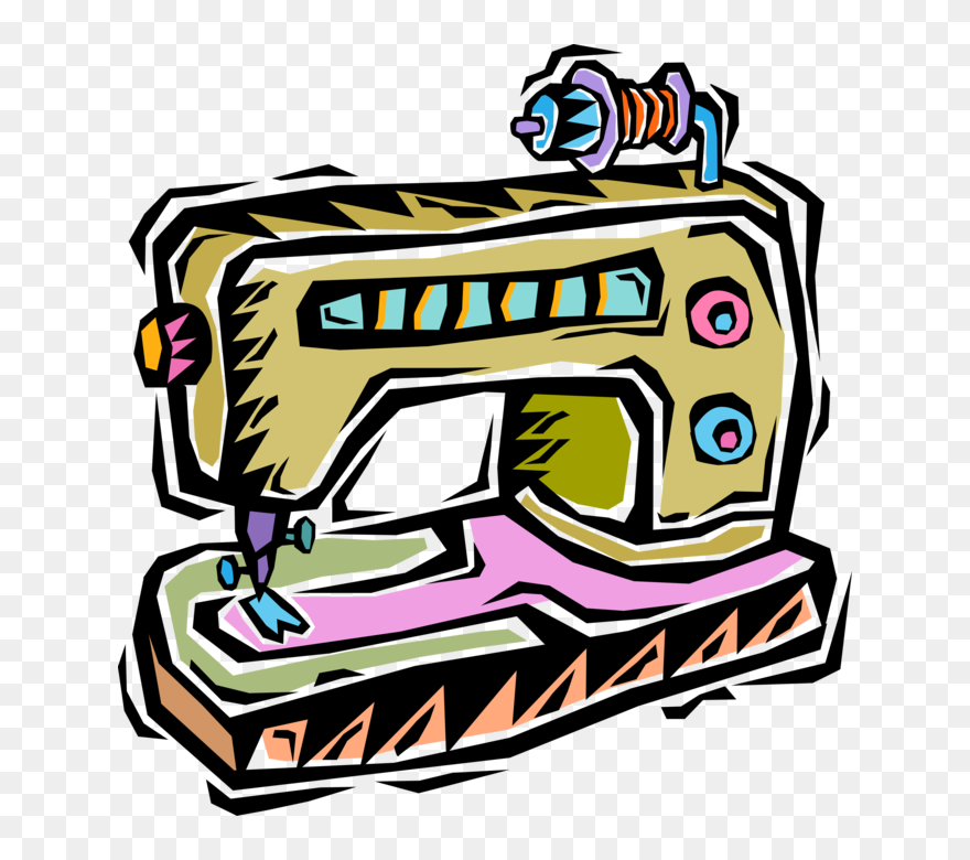 Vector Illustration Of Home Sewing Machine For Stitching - Sewing Machine Clip Art - Png Download