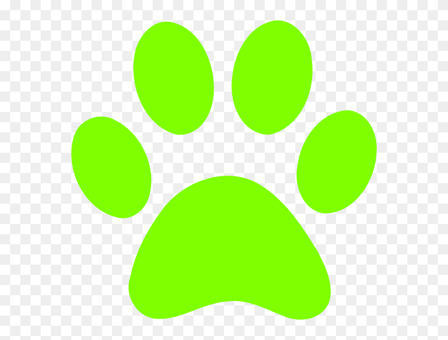 Green Paw Print Clip Art - Black And Green Paw Print - Png Download