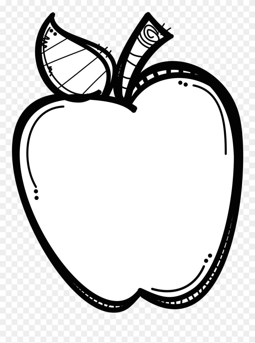 Teacher Apple Clipart Black And White - Png Download