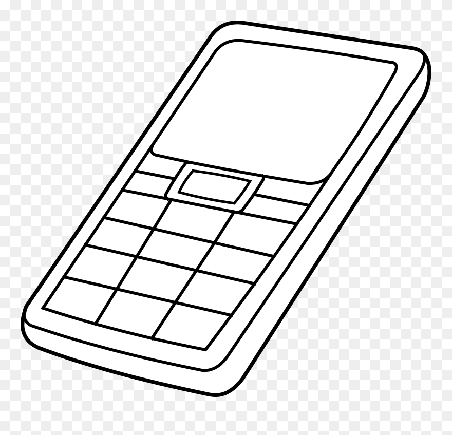 Cell Phone Colorable Outline - Mobile Phone Clipart Black And White Clip Art - Png Download