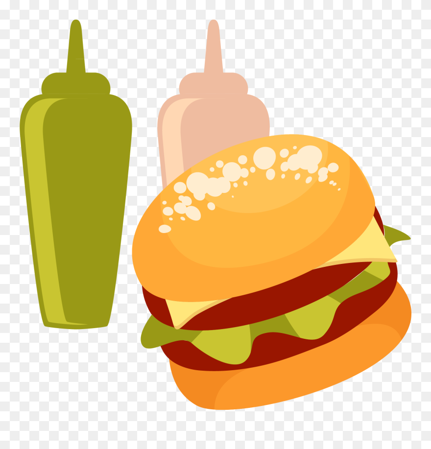 Hamburger Fast Food Clip - Hamburger - Png Download