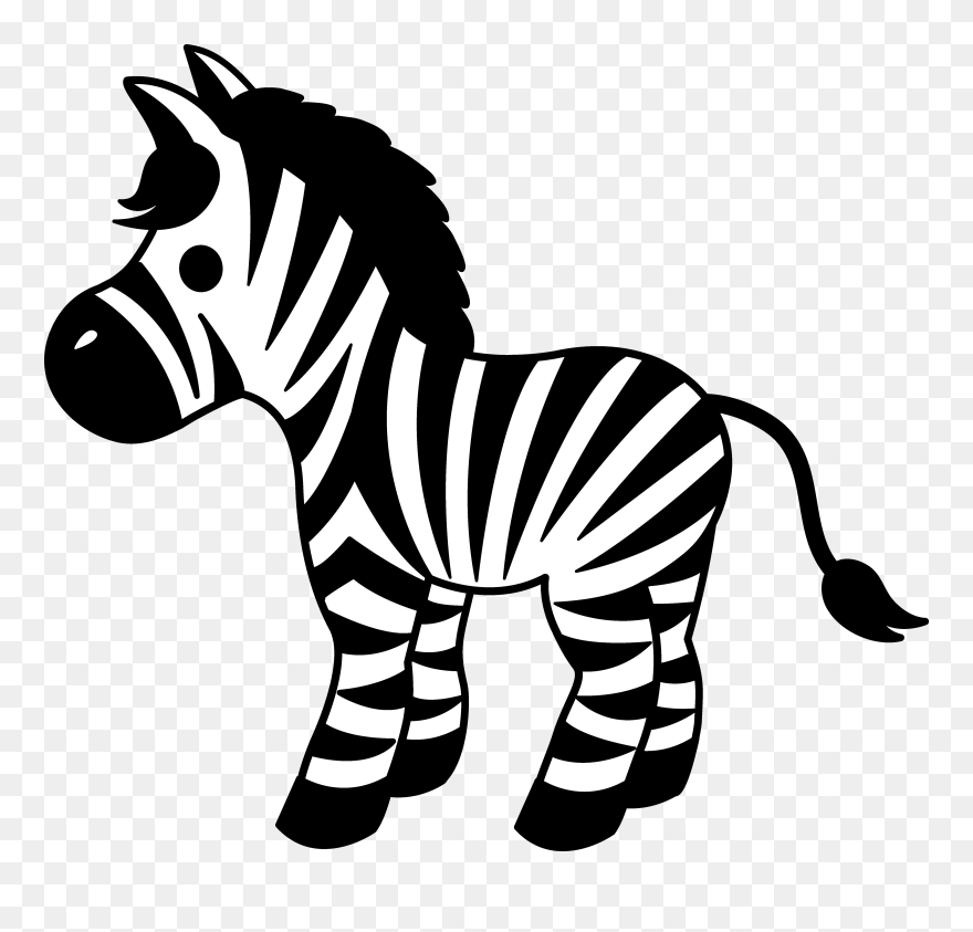 Baby Zebra Clip Art Black And White - Zebra Clipart Black And White - Png Download