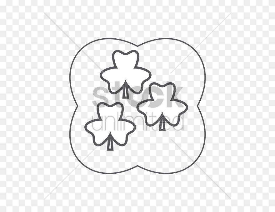 Three Leaf Clovers Vector Image - Line Art Clipart