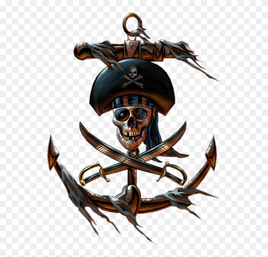 Piracy Material Jolly Hook Roger Captain Pirate Clipart - Tatoo Ancre Pirate - Png Download