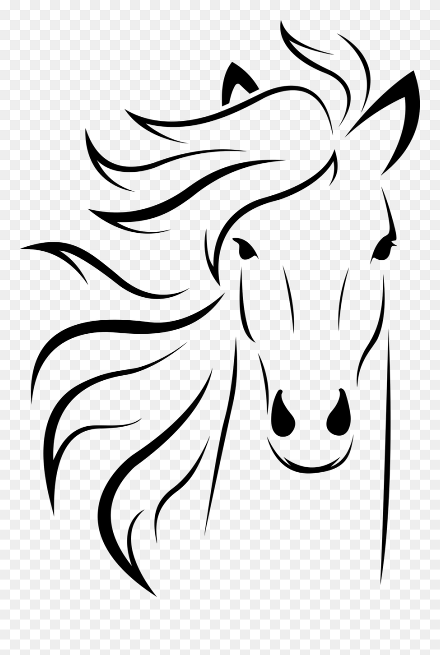 Download Horse Drawing Animal Face Silhouette - Horse Face Drawing Clipart