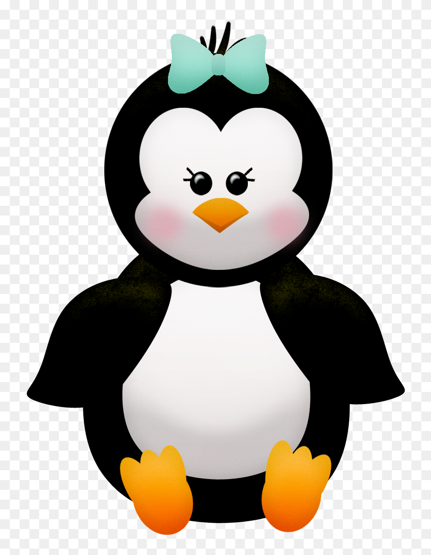 Penguins And Flowers Of The Winter Clip Art - Girl Penguin Clip Art - Png Download