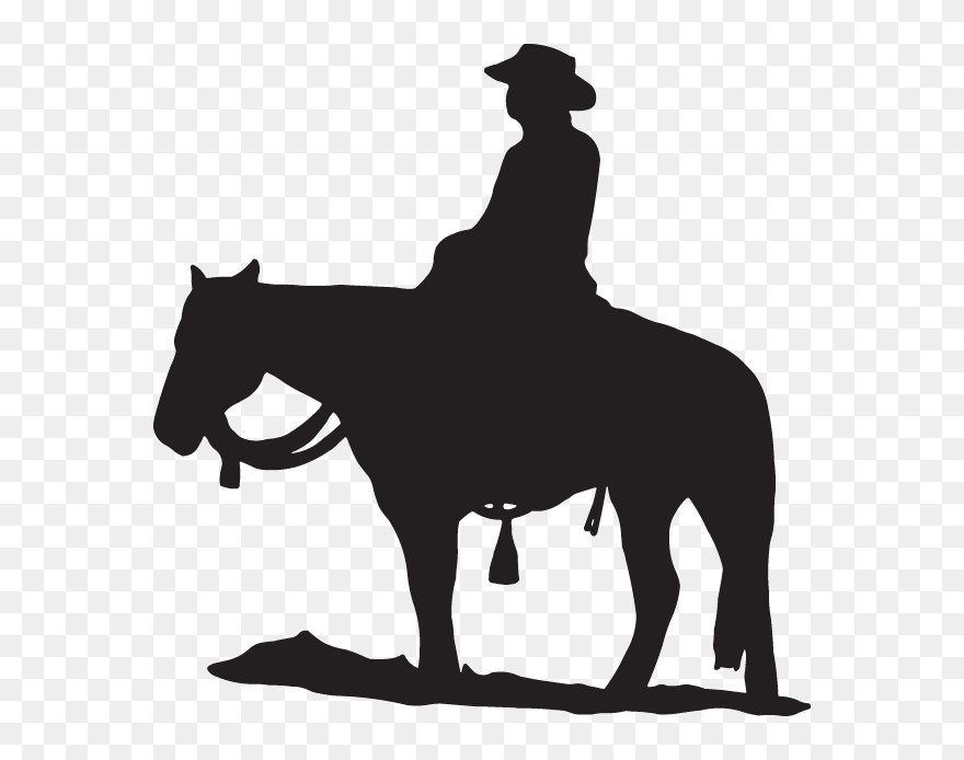 Horse Equestrian Cowboy Silhouette Clip Art - Cowboy On Horse Silhouette Clipart - Png Download