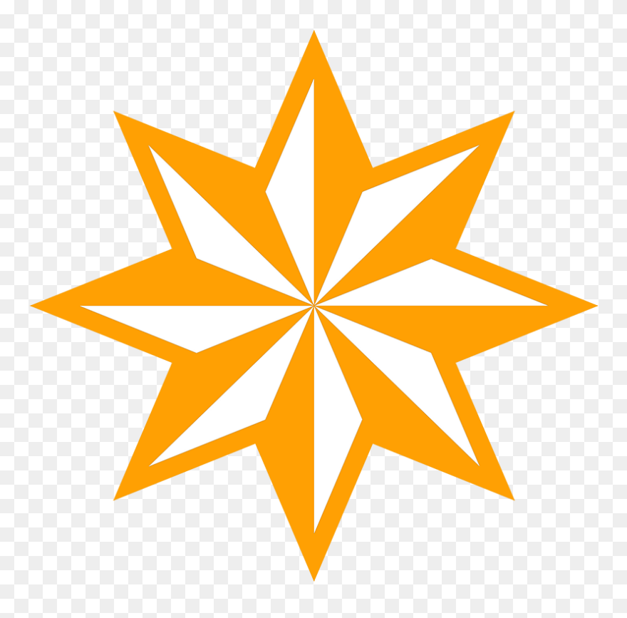8-pointed Star Orange - 6 Point Nautical Star Clipart