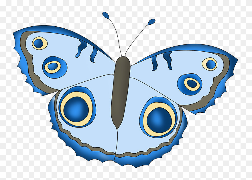 Blue Fantasy Colored Butterfly Clipart - Aglais Io - Png Download